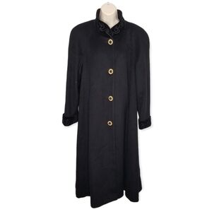 Vintage Lorovi Wool Blend Full Length Black Coat Size 12